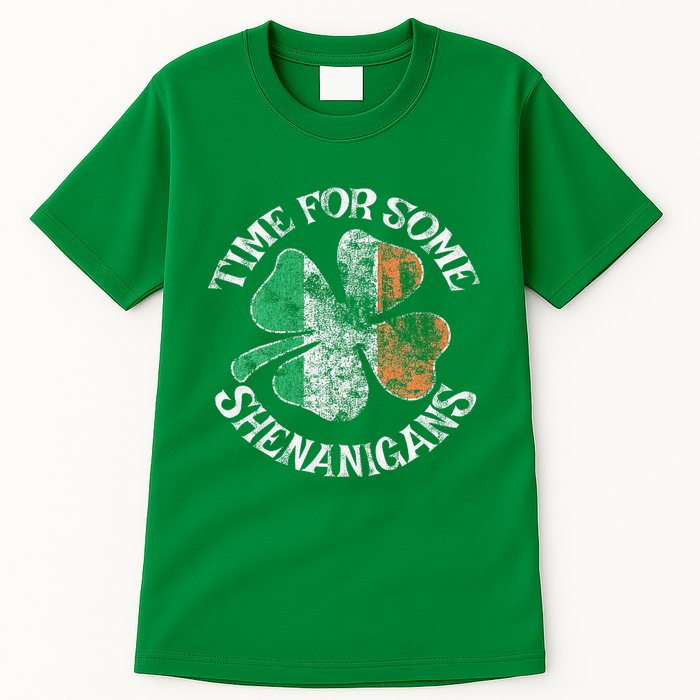 St. Patrick's Time For Some Shenanigans Clover Funny Party Tall T-Shirt