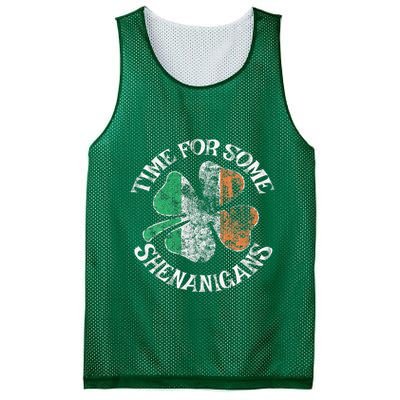 St. Patrick's Time For Some Shenanigans Clover Funny Party Mesh Reversible Basketball Jersey Tank