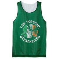St. Patrick's Time For Some Shenanigans Clover Funny Party Mesh Reversible Basketball Jersey Tank