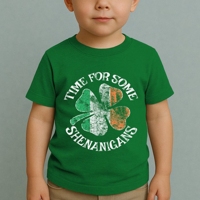 St. Patrick's Time For Some Shenanigans Clover Funny Party Toddler T-Shirt