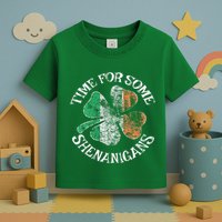 St. Patrick's Time For Some Shenanigans Clover Funny Party Toddler T-Shirt