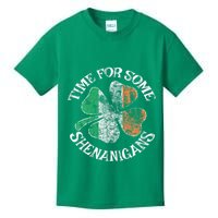 St. Patrick's Time For Some Shenanigans Clover Funny Party Kids T-Shirt
