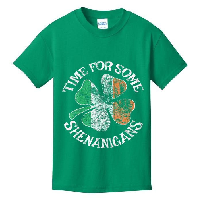 St. Patrick's Time For Some Shenanigans Clover Funny Party Kids T-Shirt