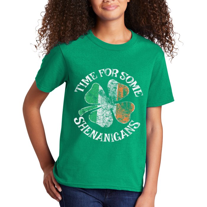 St. Patrick's Time For Some Shenanigans Clover Funny Party Kids T-Shirt