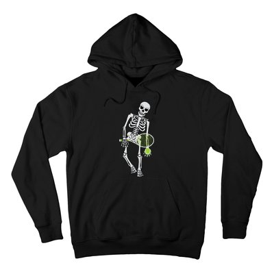 Skeleton Playing Tennis Lazy Halloween Costume Funny Sport Hoodie