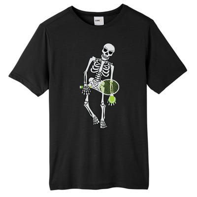 Skeleton Playing Tennis Lazy Halloween Costume Funny Sport Tall Fusion ChromaSoft Performance T-Shirt