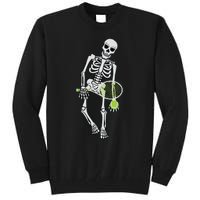 Skeleton Playing Tennis Lazy Halloween Costume Funny Sport Tall Sweatshirt