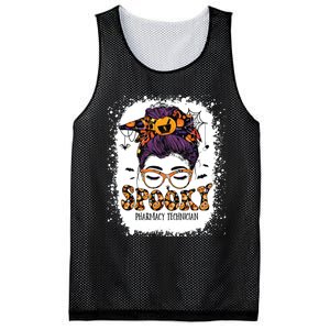 Spooky Pharmacy Tech Bleached Halloween Messy Bun Pharmacist Mesh Reversible Basketball Jersey Tank