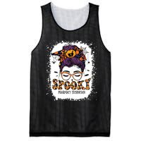 Spooky Pharmacy Tech Bleached Halloween Messy Bun Pharmacist Mesh Reversible Basketball Jersey Tank