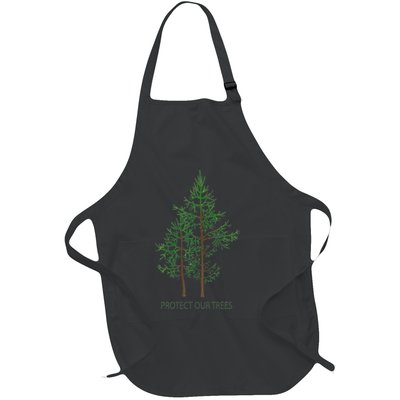 Save Protect Trees Stop Deforestation Tree Hugger Full-Length Apron With Pockets