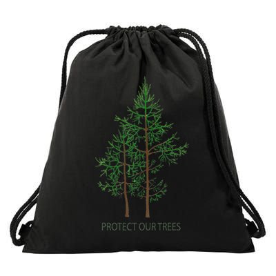Save Protect Trees Stop Deforestation Tree Hugger Drawstring Bag