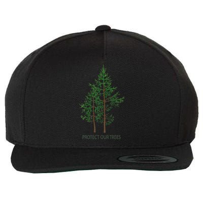 Save Protect Trees Stop Deforestation Tree Hugger Wool Snapback Cap