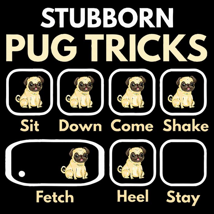 Stubborn Pug Tricks Funny Pug Saying Pug Owner Pug Full-Length Apron With Pockets