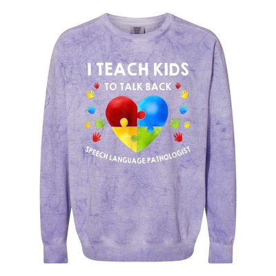 Speech Pathology Therapy Talk Autism Awareness Month Colorblast Crewneck Sweatshirt