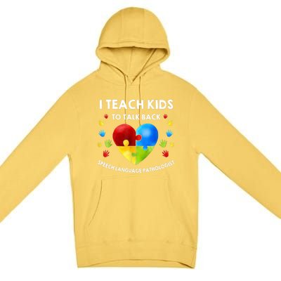 Speech Pathology Therapy Talk Autism Awareness Month Premium Pullover Hoodie