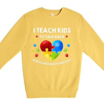 Speech Pathology Therapy Talk Autism Awareness Month Premium Crewneck Sweatshirt