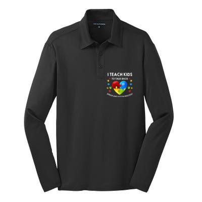 Speech Pathology Therapy Talk Autism Awareness Month Silk Touch Performance Long Sleeve Polo