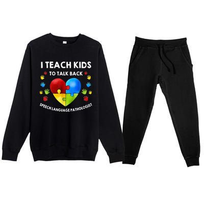 Speech Pathology Therapy Talk Autism Awareness Month Premium Crewneck Sweatsuit Set