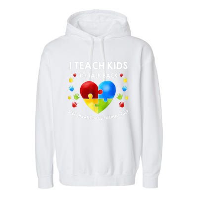 Speech Pathology Therapy Talk Autism Awareness Month Garment-Dyed Fleece Hoodie