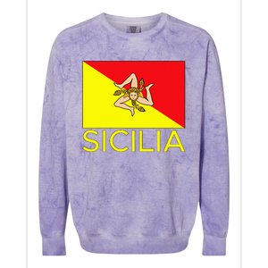 Sicilia Pallermo Triskelion Flag Colorblast Crewneck Sweatshirt