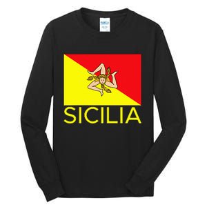 Sicilia Pallermo Triskelion Flag Tall Long Sleeve T-Shirt