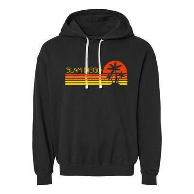 Sunset Palm Tree San Diego Baseball Grand Slam Garment-Dyed Fleece Hoodie