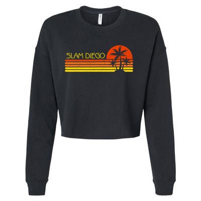 Sunset Palm Tree San Diego Baseball Grand Slam Cropped Pullover Crew