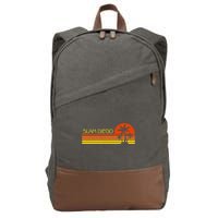 Sunset Palm Tree San Diego Baseball Grand Slam Cotton Canvas Backpack