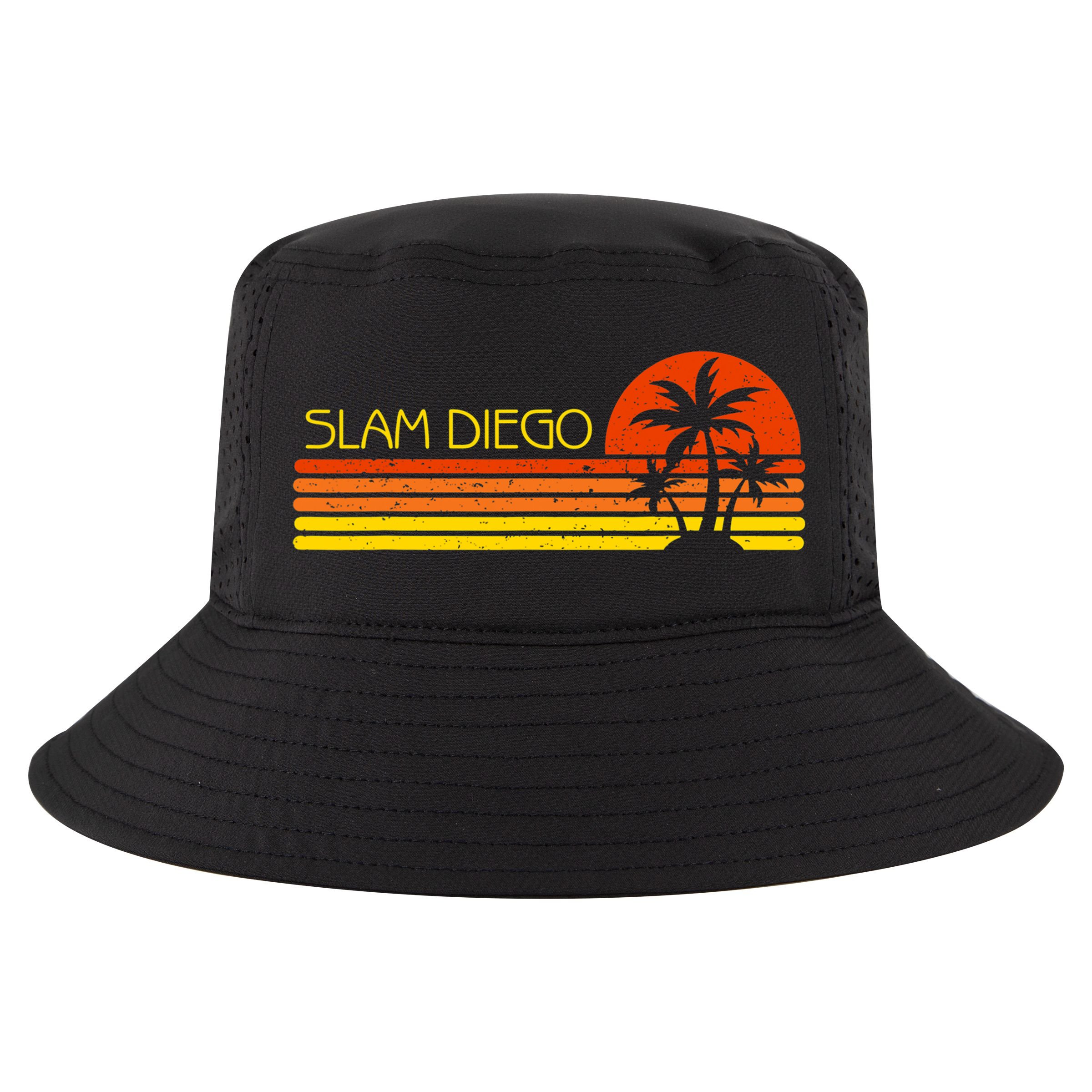 Sunset Palm Tree San Diego Baseball Grand Slam Cool Comfort Performance Bucket Hat