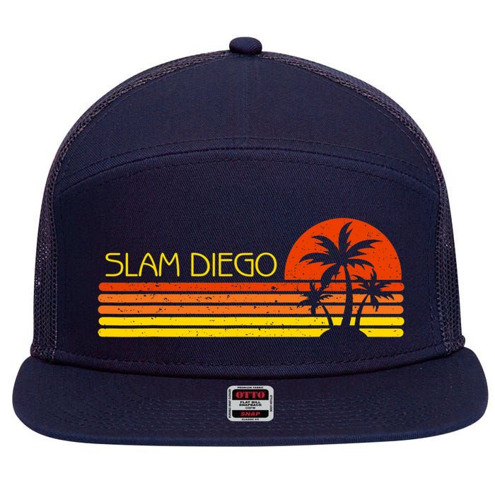 Sunset Palm Tree San Diego Baseball Grand Slam 7 Panel Mesh Trucker Snapback Hat