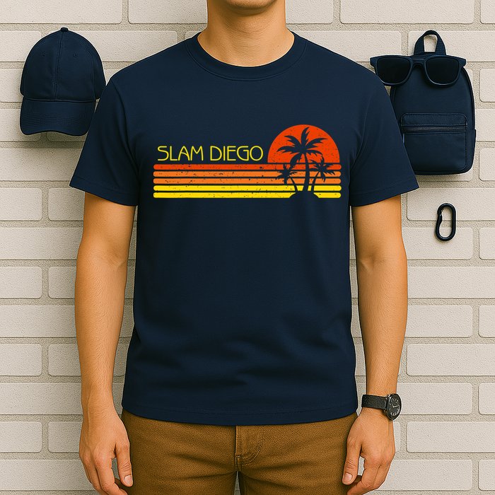 Sunset Palm Tree San Diego Baseball Grand Slam T-Shirt