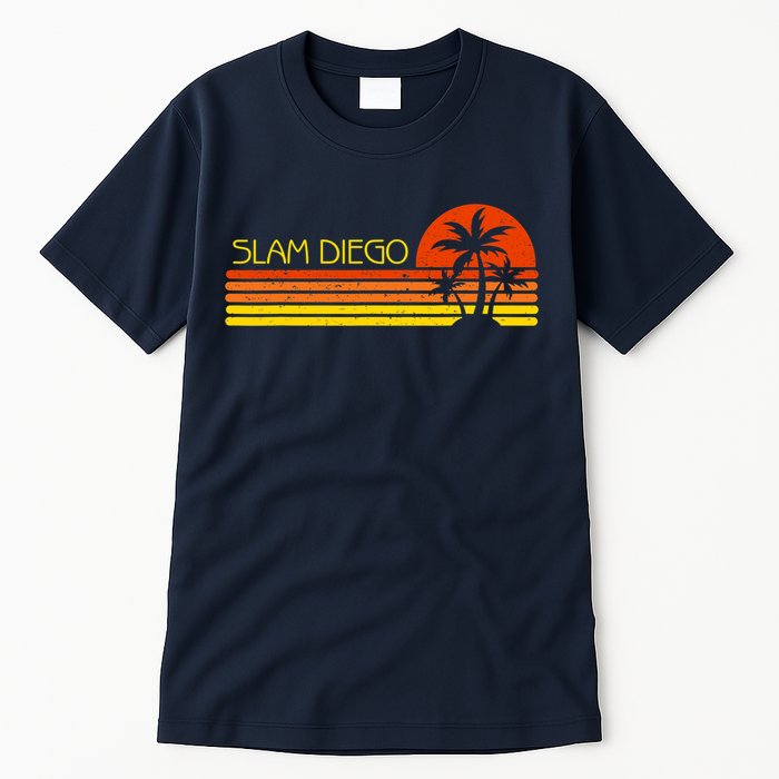 Sunset Palm Tree San Diego Baseball Grand Slam Tall T-Shirt