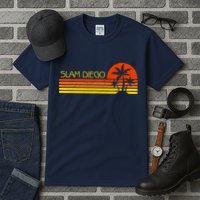 Sunset Palm Tree San Diego Baseball Grand Slam Tall T-Shirt