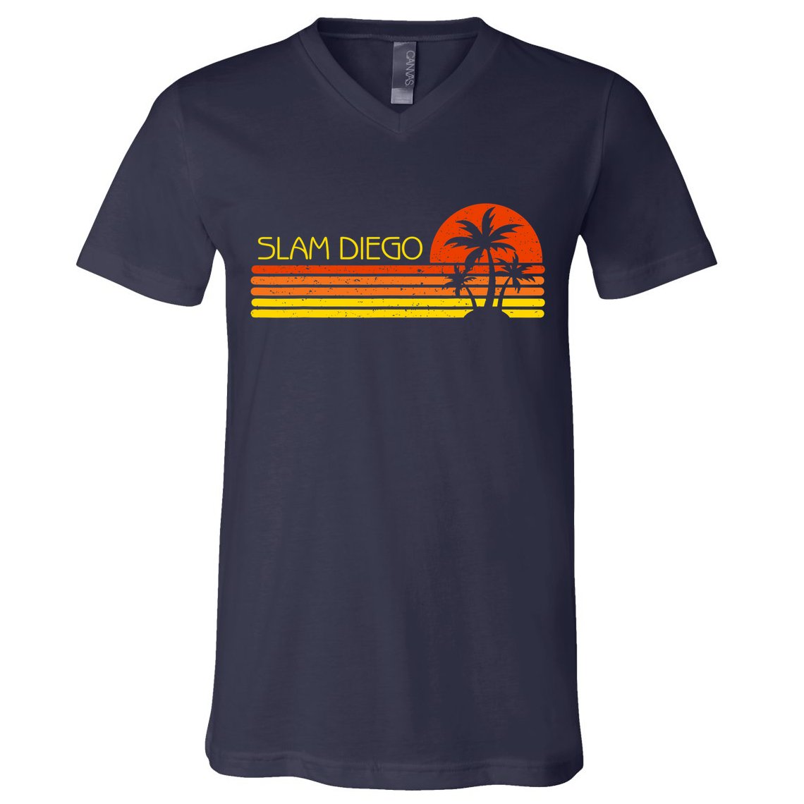 Sunset Palm Tree San Diego Baseball Grand Slam V-Neck T-Shirt