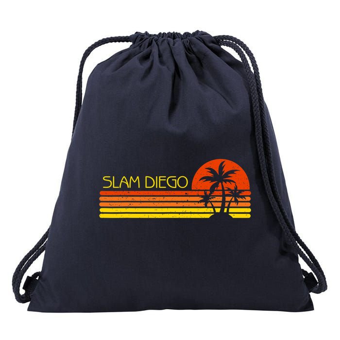 Sunset Palm Tree San Diego Baseball Grand Slam Drawstring Bag