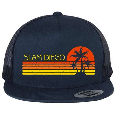 Sunset Palm Tree San Diego Baseball Grand Slam Flat Bill Trucker Hat