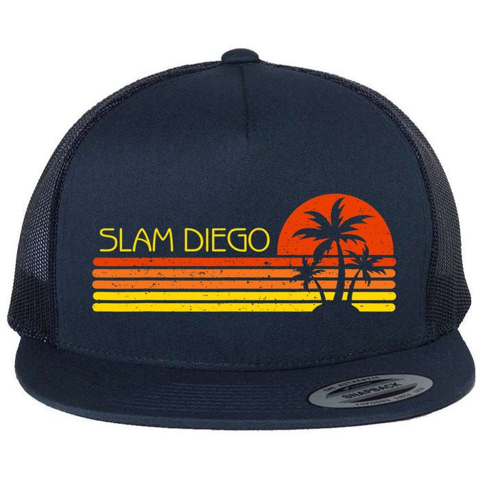 Sunset Palm Tree San Diego Baseball Grand Slam Flat Bill Trucker Hat