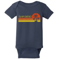 Sunset Palm Tree San Diego Baseball Grand Slam Baby Bodysuit