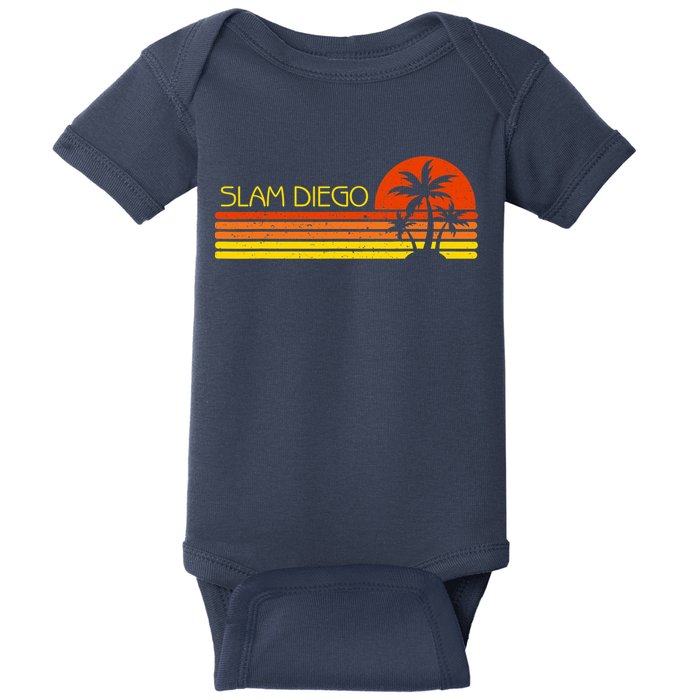 Sunset Palm Tree San Diego Baseball Grand Slam Baby Bodysuit