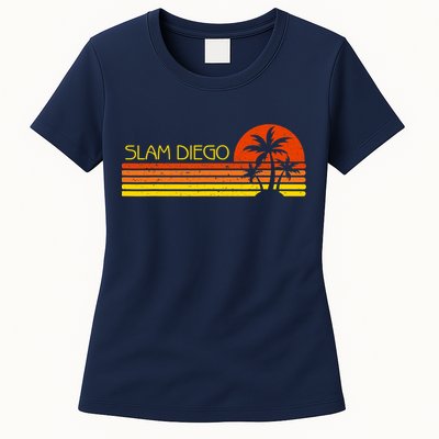Sunset Palm Tree San Diego Baseball Grand Slam Womens T-Shirt