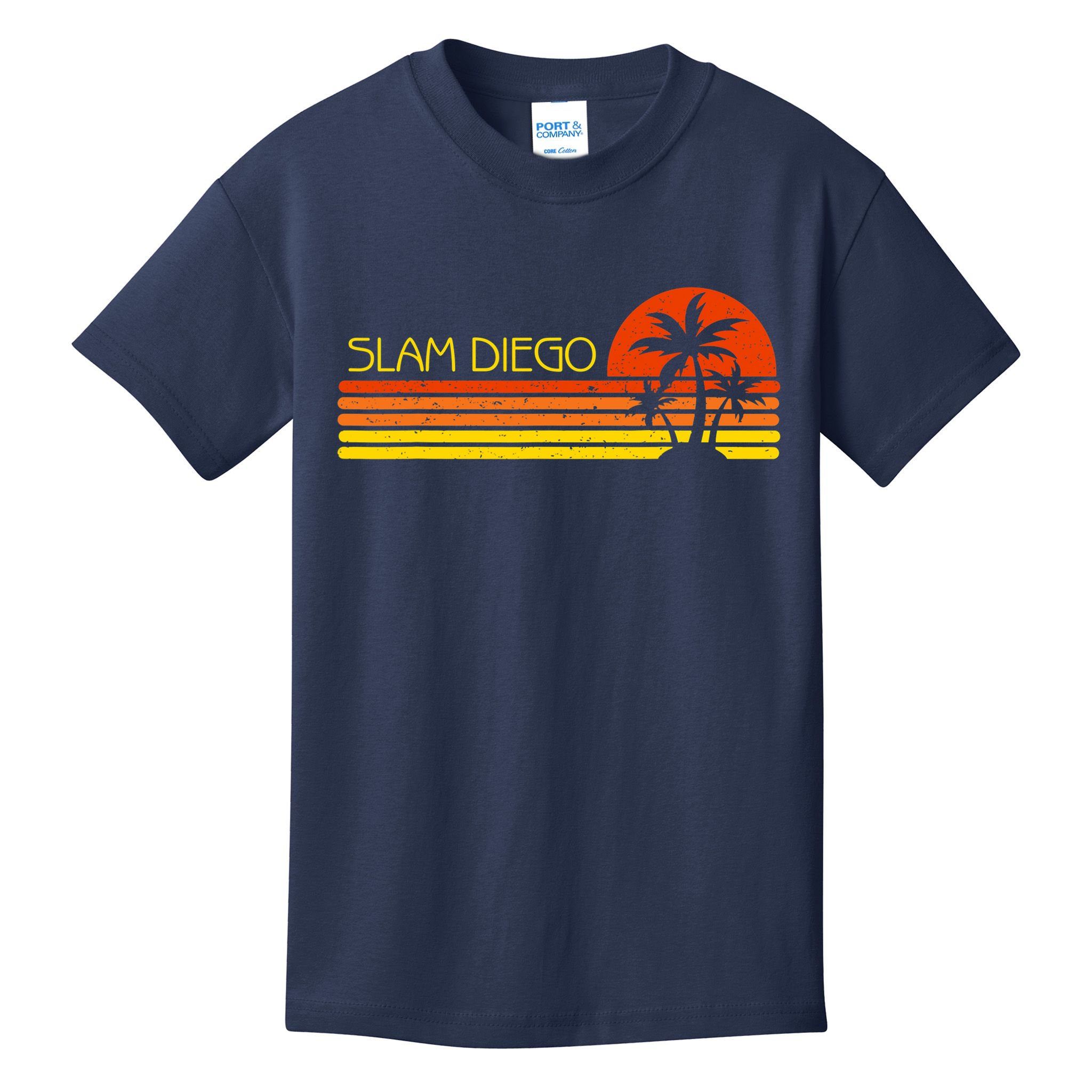 Sunset Palm Tree San Diego Baseball Grand Slam Kids T-Shirt