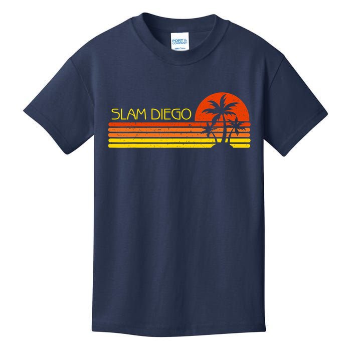Sunset Palm Tree San Diego Baseball Grand Slam Kids T-Shirt