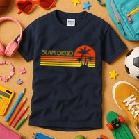 Sunset Palm Tree San Diego Baseball Grand Slam Kids T-Shirt