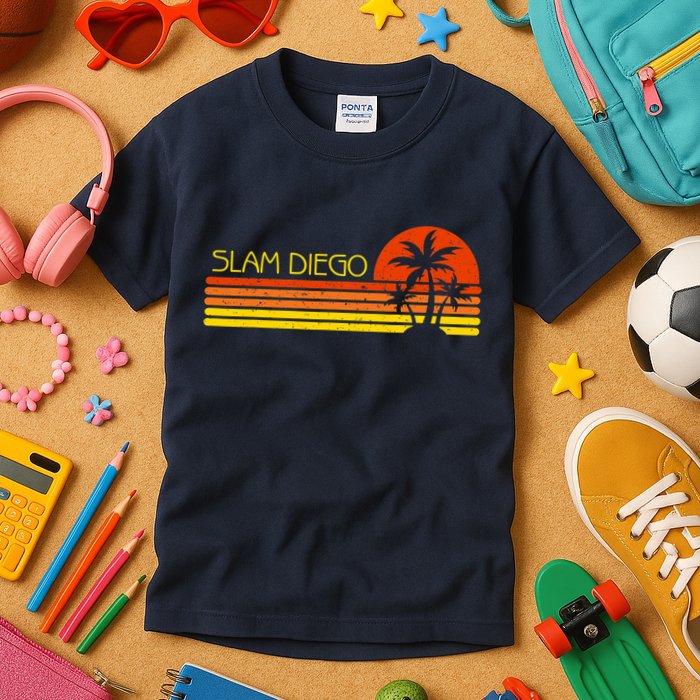 Sunset Palm Tree San Diego Baseball Grand Slam Kids T-Shirt