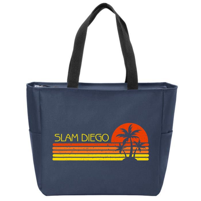 Sunset Palm Tree San Diego Baseball Grand Slam Zip Tote Bag