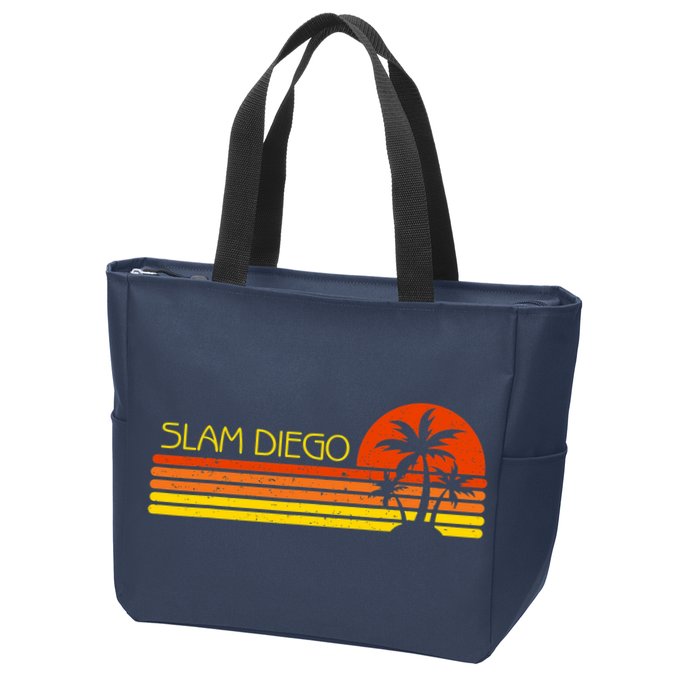 Sunset Palm Tree San Diego Baseball Grand Slam Zip Tote Bag