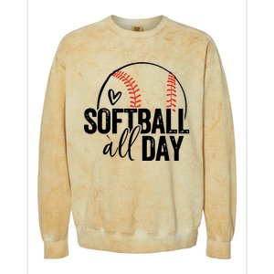 Softball Player Teen Girl Women Softball Lover Colorblast Crewneck Sweatshirt