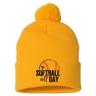 Softball Player Teen Girl Women Softball Lover Pom Pom 12in Knit Beanie