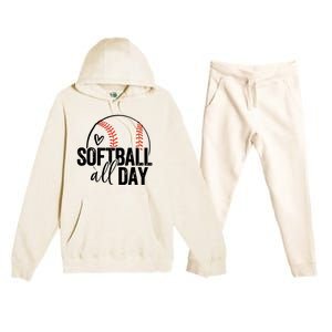 Softball Player Teen Girl Women Softball Lover Premium Hooded Sweatsuit Set