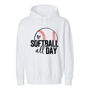 Softball Player Teen Girl Women Softball Lover Garment-Dyed Fleece Hoodie